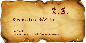 Kovacsics Béla névjegykártya