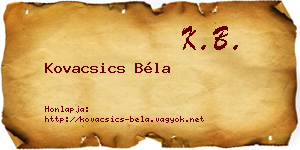 Kovacsics Béla névjegykártya