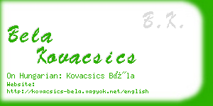 bela kovacsics business card